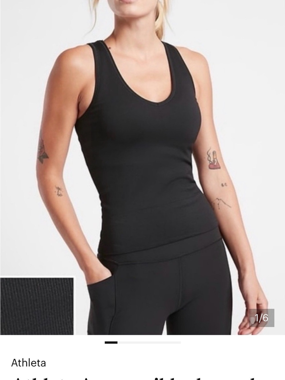 Athleta Aurora Black Ribbed  Tank Top